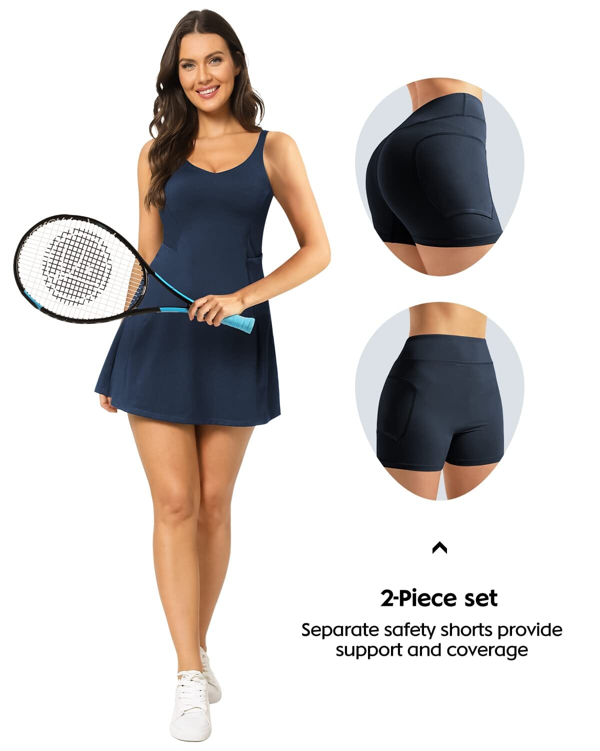 Women's Tennis Dress with 4 Pockets - Breathable Quick-Dry Sports Dress for Tennis, Running & Workouts - Perfect for Court Training & Gym Sessions