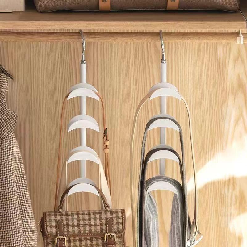 Rotating Closet Organizer with 4 Hooks - Space-Saving Purse Hanger for Handbags, Scarves, Belts & Accessories | Perfect for Bedroom, Closet & Entryway Organization