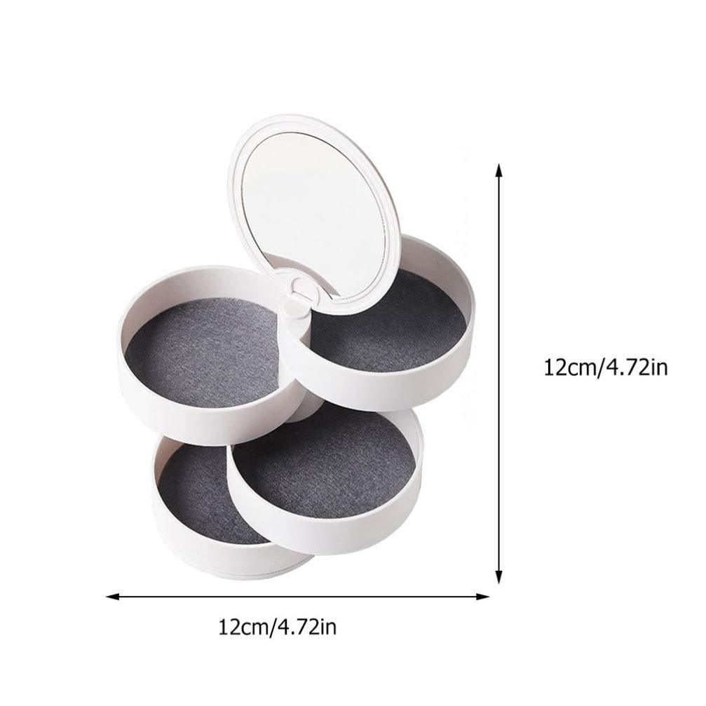 1pc Rotating Jewelry Organizer - Leather Drawer Rack for Rings, Earrings & Necklaces | Makeup Storage Case | White Plastic Cosmetic Display for Vanity, Dresser & Travel
