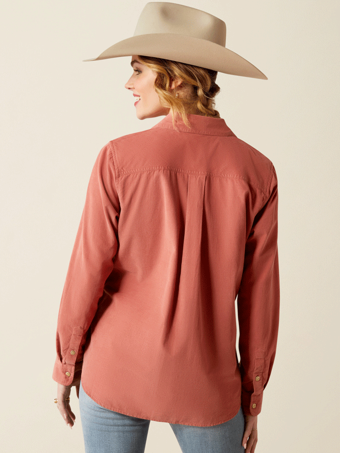 Ariat Women's Billie Jean Corded Shirt - Light Mahogany Western Plaid Top for Cowgirl Style | Perfect for Rodeo, Ranch Work & Country Fashion