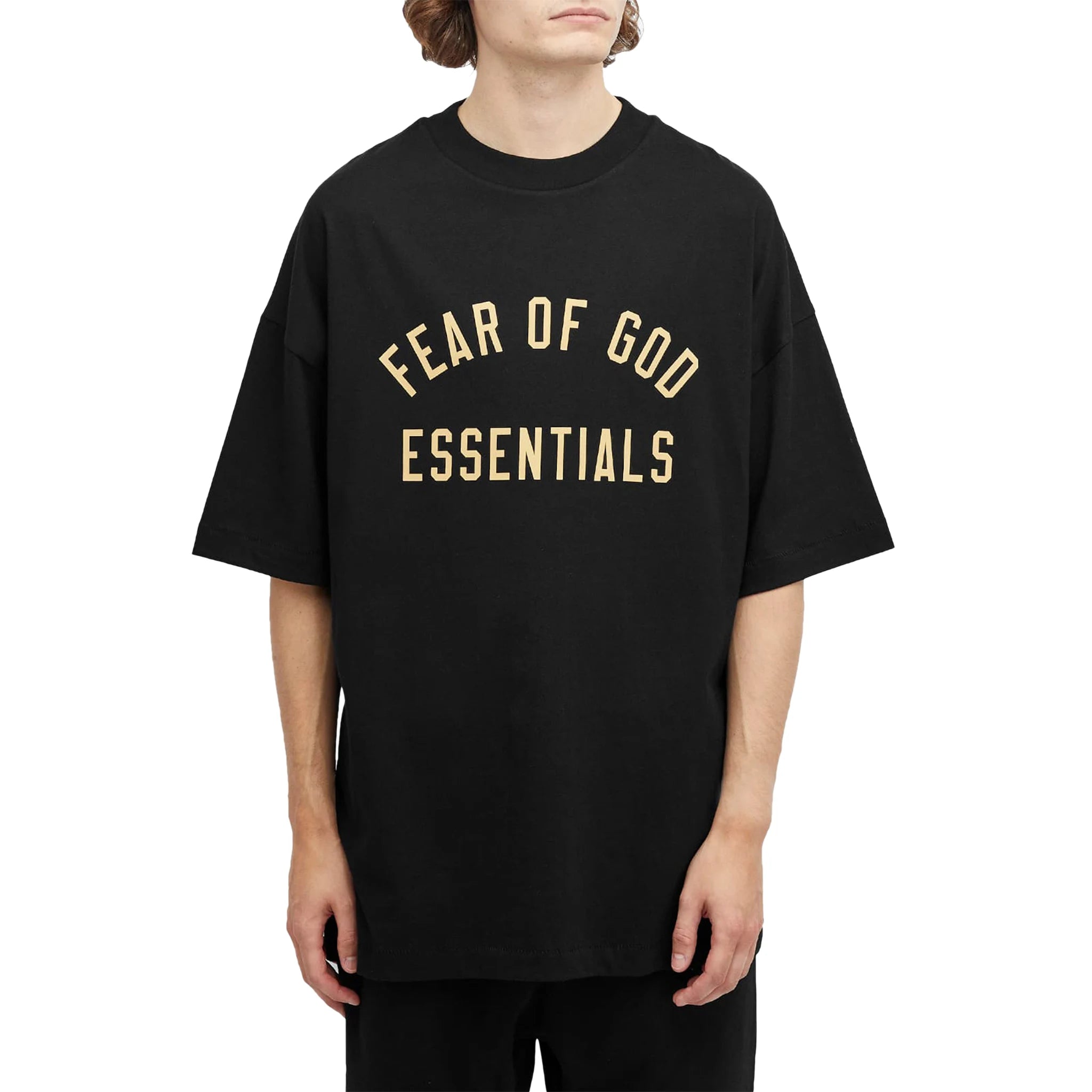 Fear of God Essentials Jersey Crewneck Black T-Shirt for Men | FW24 Collection | Casual Streetwear & Layering Staple