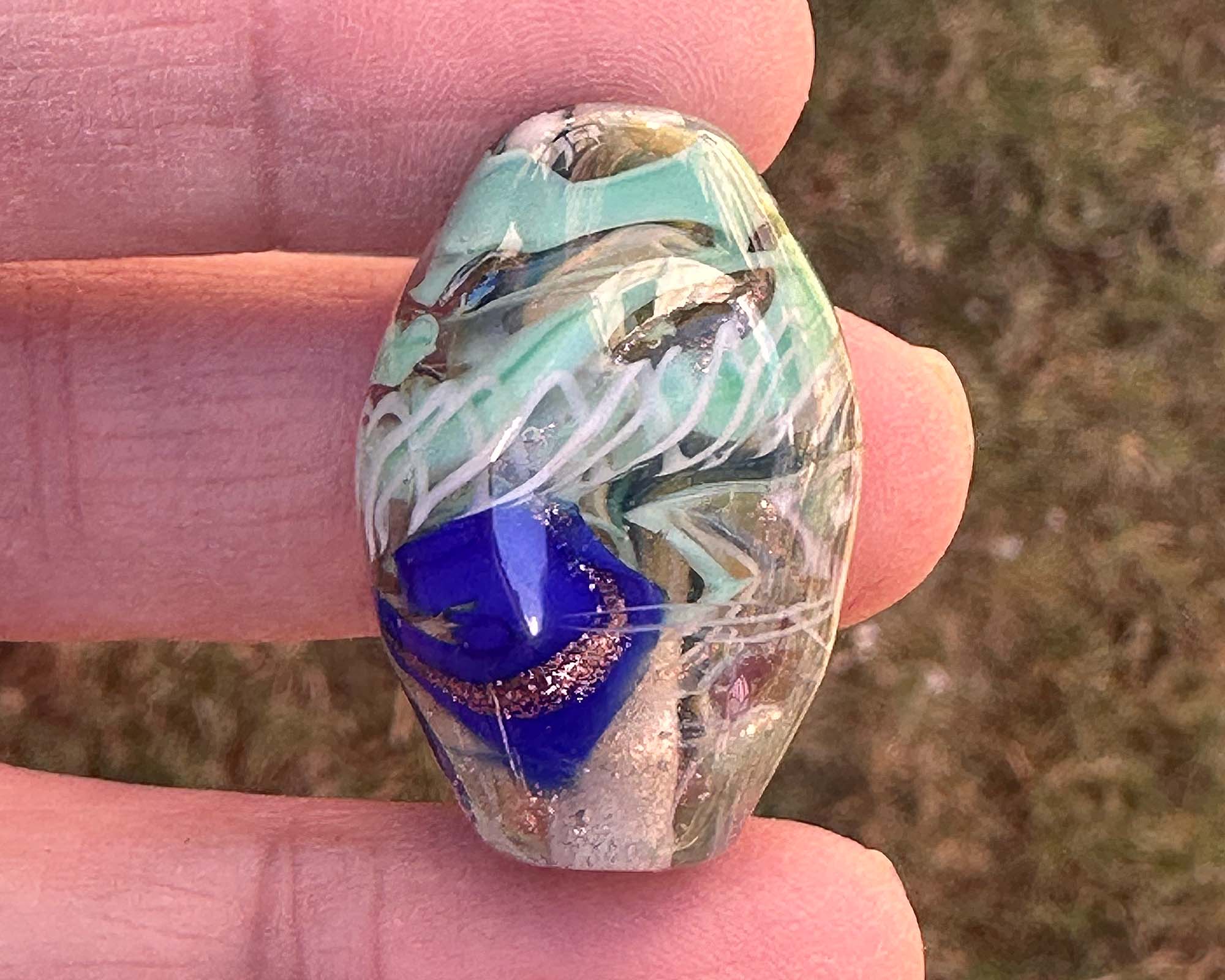 Enigmatic Azure Swirl Lampwork Glass Focal Bead SRA - Perfect for Jewelry Making, DIY Crafts & Beading Projects