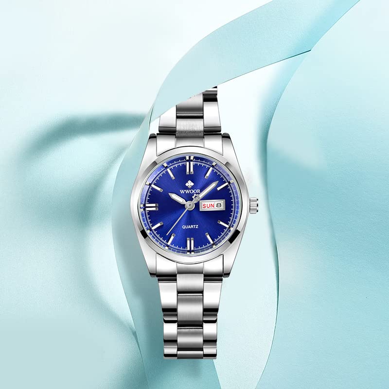 MASTOP Women's Silver Stainless Steel Watch - Waterproof, Luminous for Office & Evening Wear