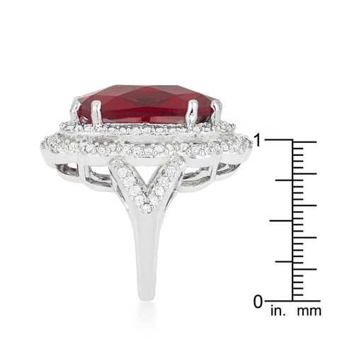 Elegant Red Cocktail Crest Ring for Women - Vintage Style Statement Jewelry for Parties, Weddings & Special Occasions