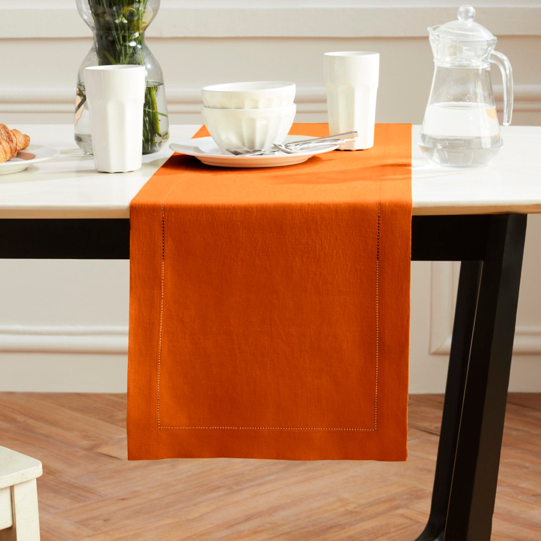 Sonoma Hemstitch Table Runner - Elegant Linen Table Decor for Dining & Special Occasions | Perfect for Weddings, Holidays & Home Decor