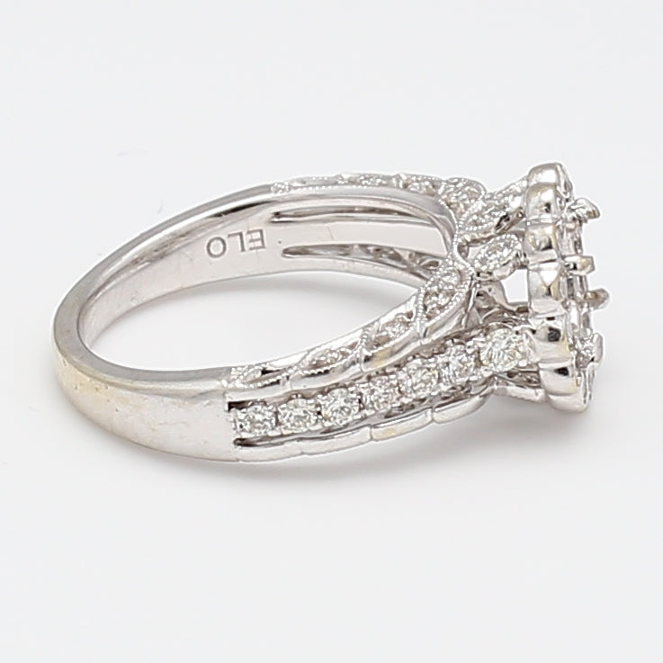 0.30 Carat Round Brilliant Cut Diamond 14K White Gold Semi Mount Engagement Ring - Perfect for Wedding, Proposal & Anniversary Gifts