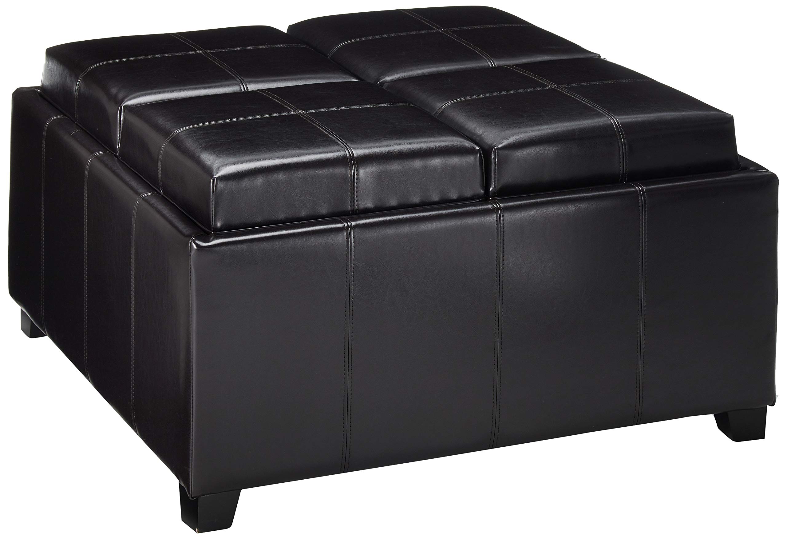 Christopher Knight Home Harley 4-Section Espresso Leather Storage Ottoman Cube - Perfect for Living Room, Bedroom & Home Office Organization