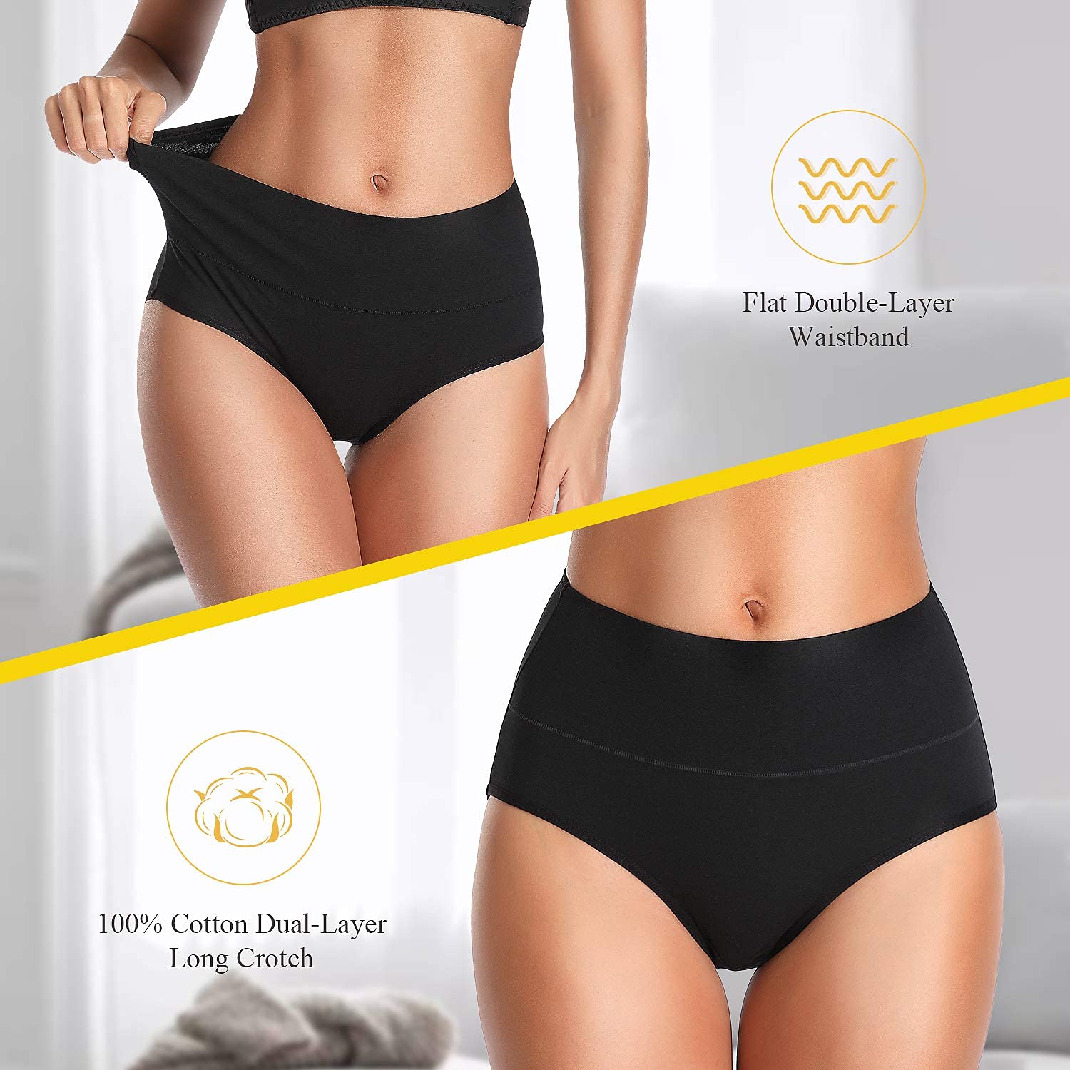 Women's Cotton Mid Waist Underwear - No Muffin Top Full Coverage Briefs Panties for Women (Multipack) | Comfortable Everyday Wear for Work, Gym & Sleep
