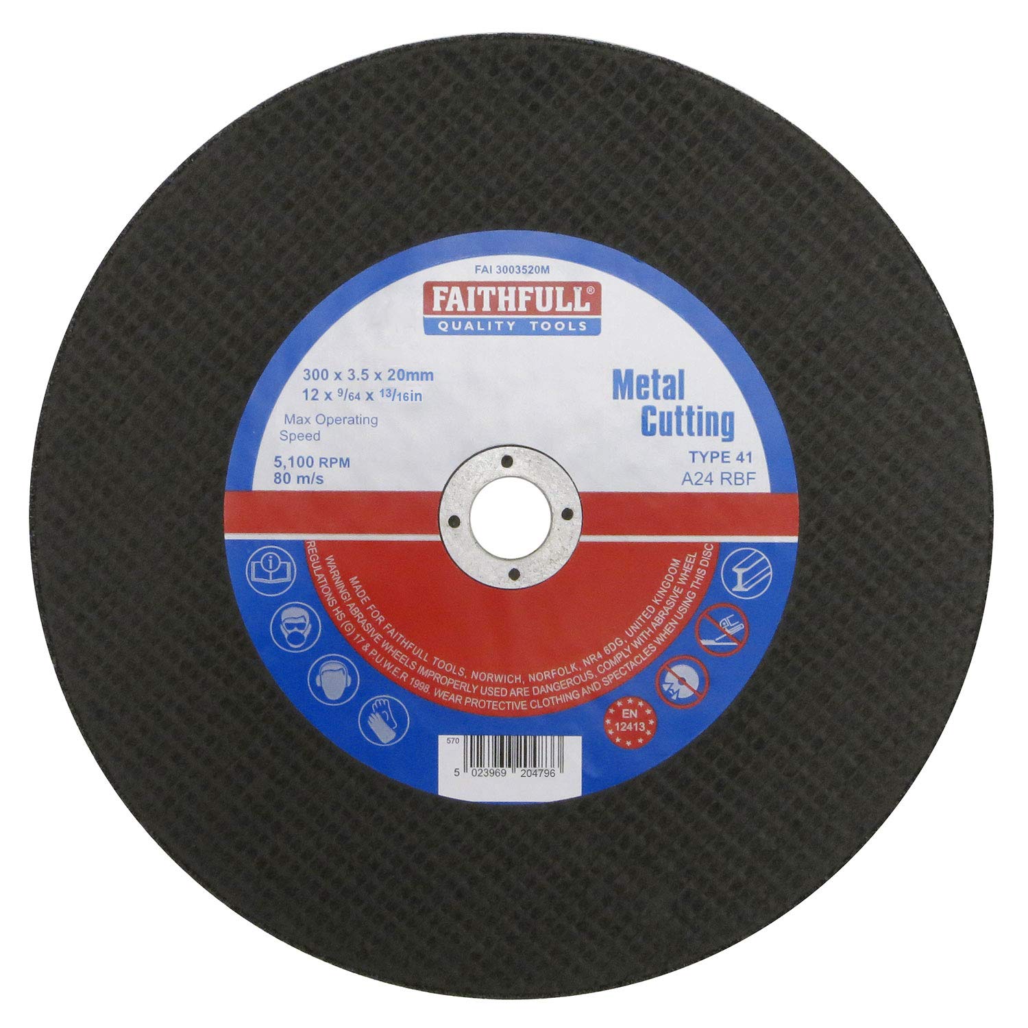 300mm x 3.5mm x 20mm Aluminum Oxide Metal Cutting Disc for Angle Grinder & Bench Grinder - Perfect for Cutting Steel, Iron, Metal Pipes & DIY Projects
