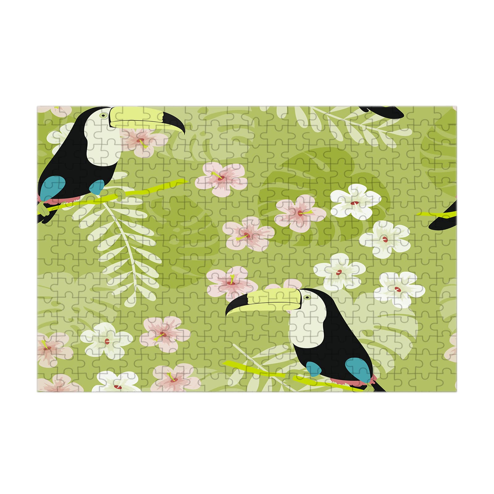 300-Piece Wooden Jigsaw Puzzle - Tropical Hibiscus Flowers & Toucan Bird Design, Fun & Challenging Puzzle for Adults & Teens - Perfect for Stress Relief, Home Decor, and Family Game Night