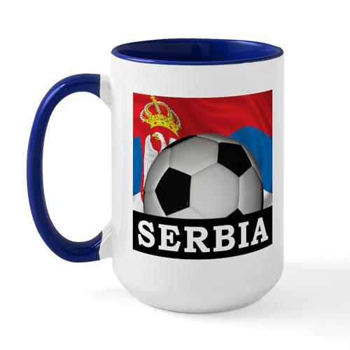 White/Navy Inside - Football Serbia Large Mug