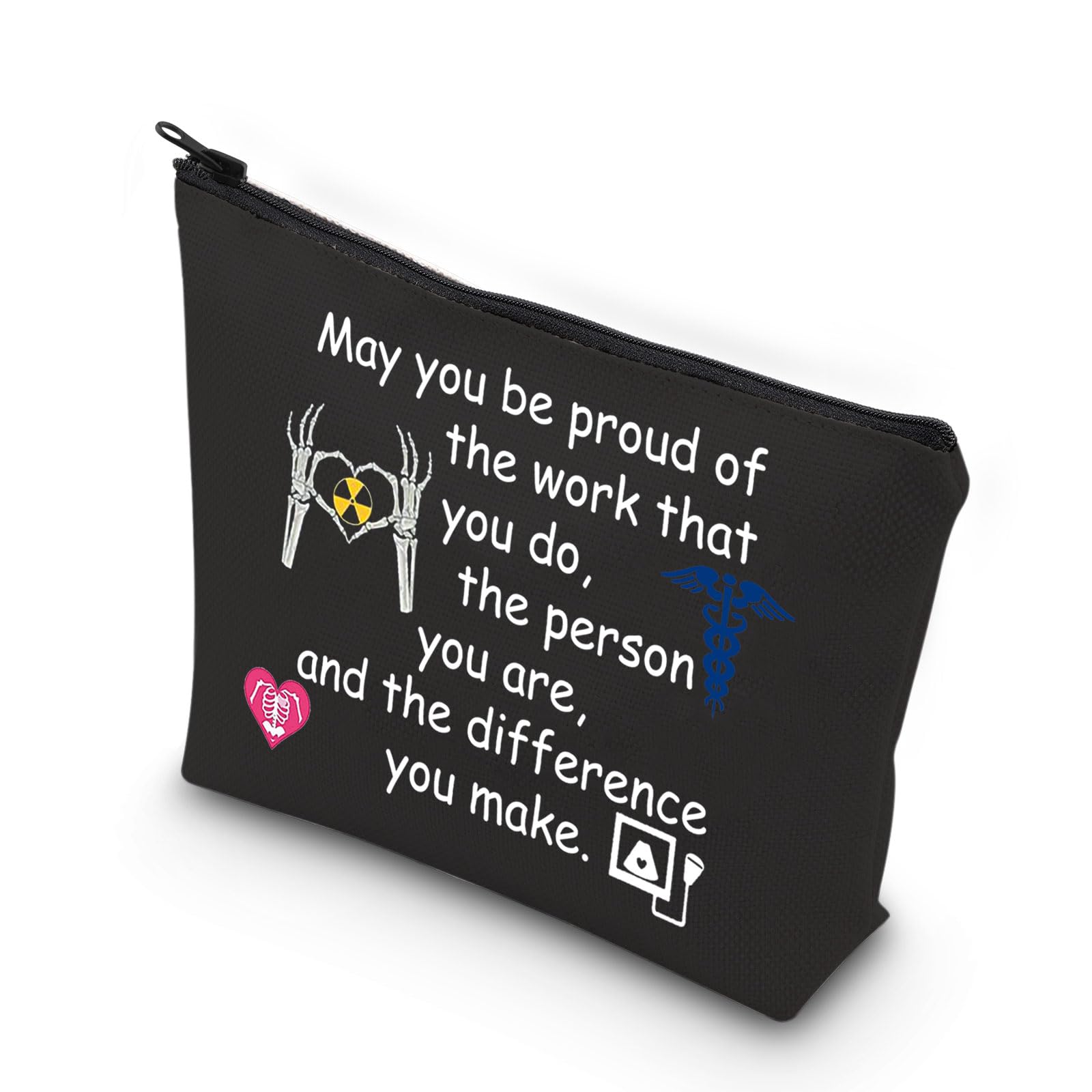 VAMSII Radiology X-Ray Tech Gift - RRT Rad Tech Makeup & Toiletry Bag for Radiologists - Perfect Thank You & Christmas Gift (Black) - Great for Medical Professionals & Students