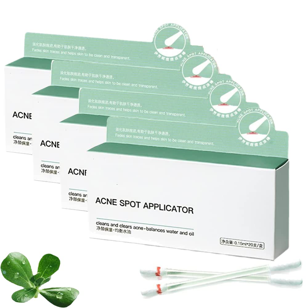 Nevu Acne Spot Applicator with Salicylic Acid - 4 Pack Individual Cotton Swab Treatment for Pimples & Blemishes - Perfect for On-the-Go Skincare and Travel Emergency Kit