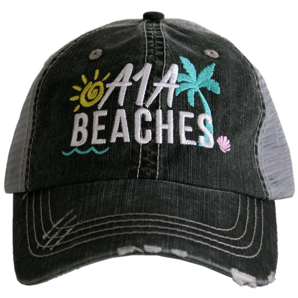 A1A Beaches Women's Trucker Hats - Adjustable Snapback Caps for Women, Summer Beach Hats with Mesh Back, Fashion Sun Protection Hats for Outdoor Activities, Travel, and Beach Vacations