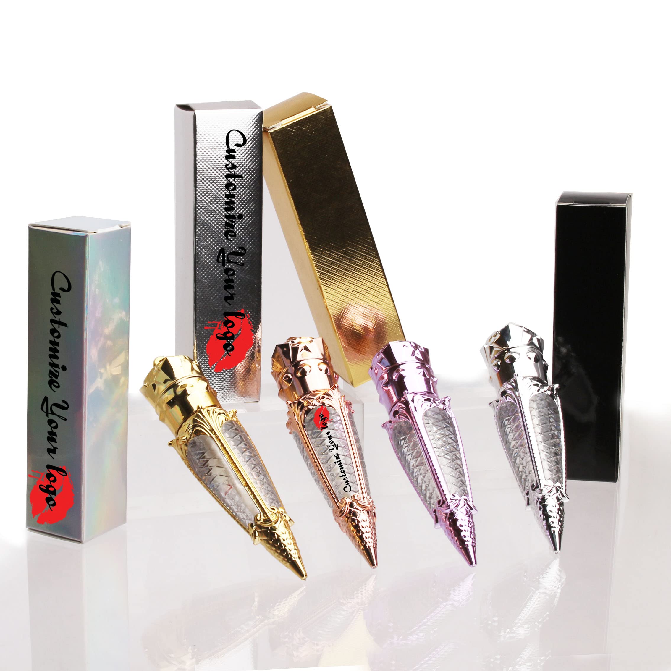 COSIDEA 4ml Rose Gold Crown Empty Lip Gloss Tubes with Custom Logo - Refillable Lip Gloss Containers for DIY Makeup, Gift Packaging & Keychain Accessories - Perfect for Beauty Salons, Party Favors and Personal Use