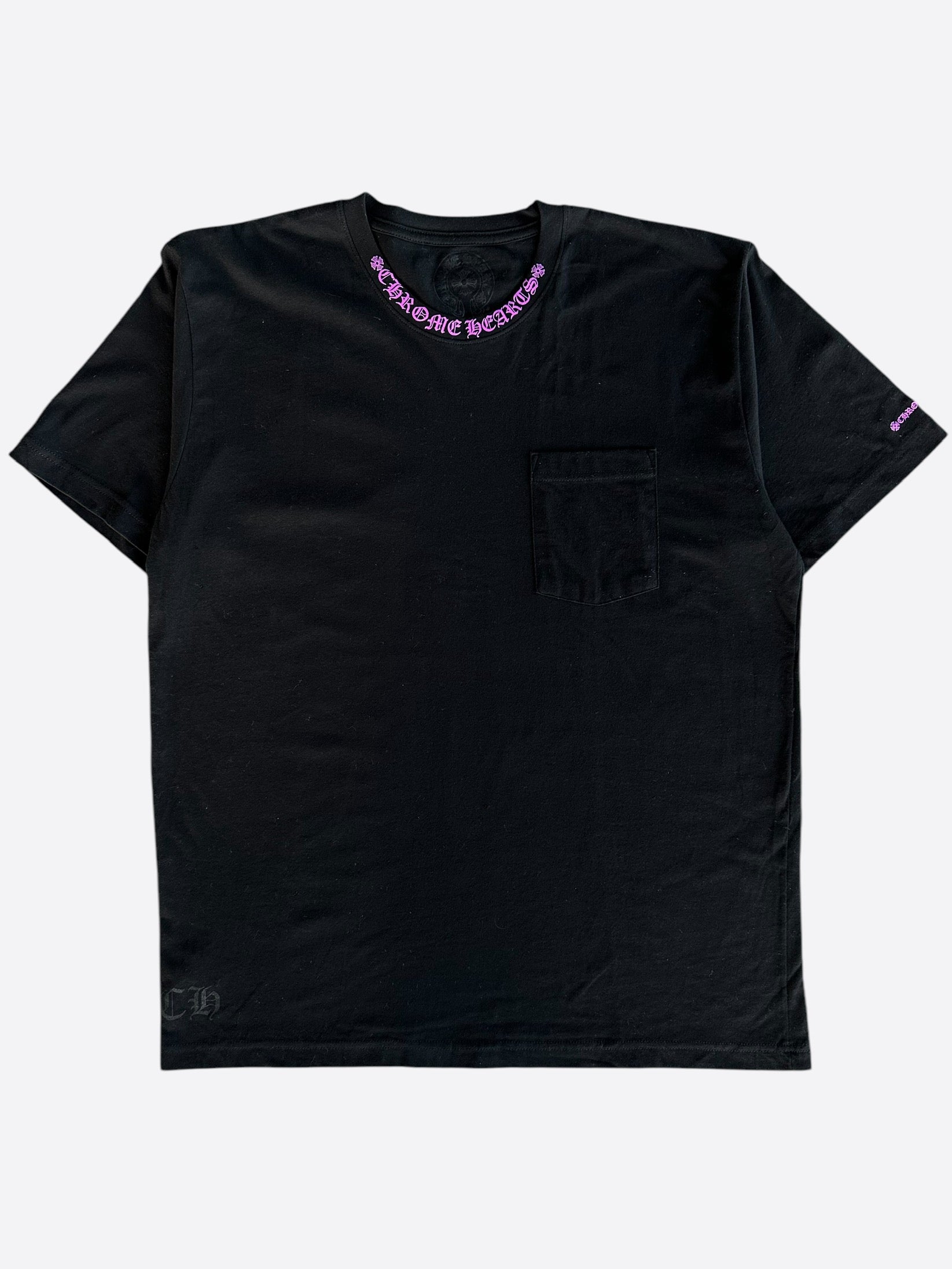 Chrome Hearts Black & Purple Logo Neck T-Shirt for Men - Stylish Graphic Tee for Casual Wear & Street Fashion
