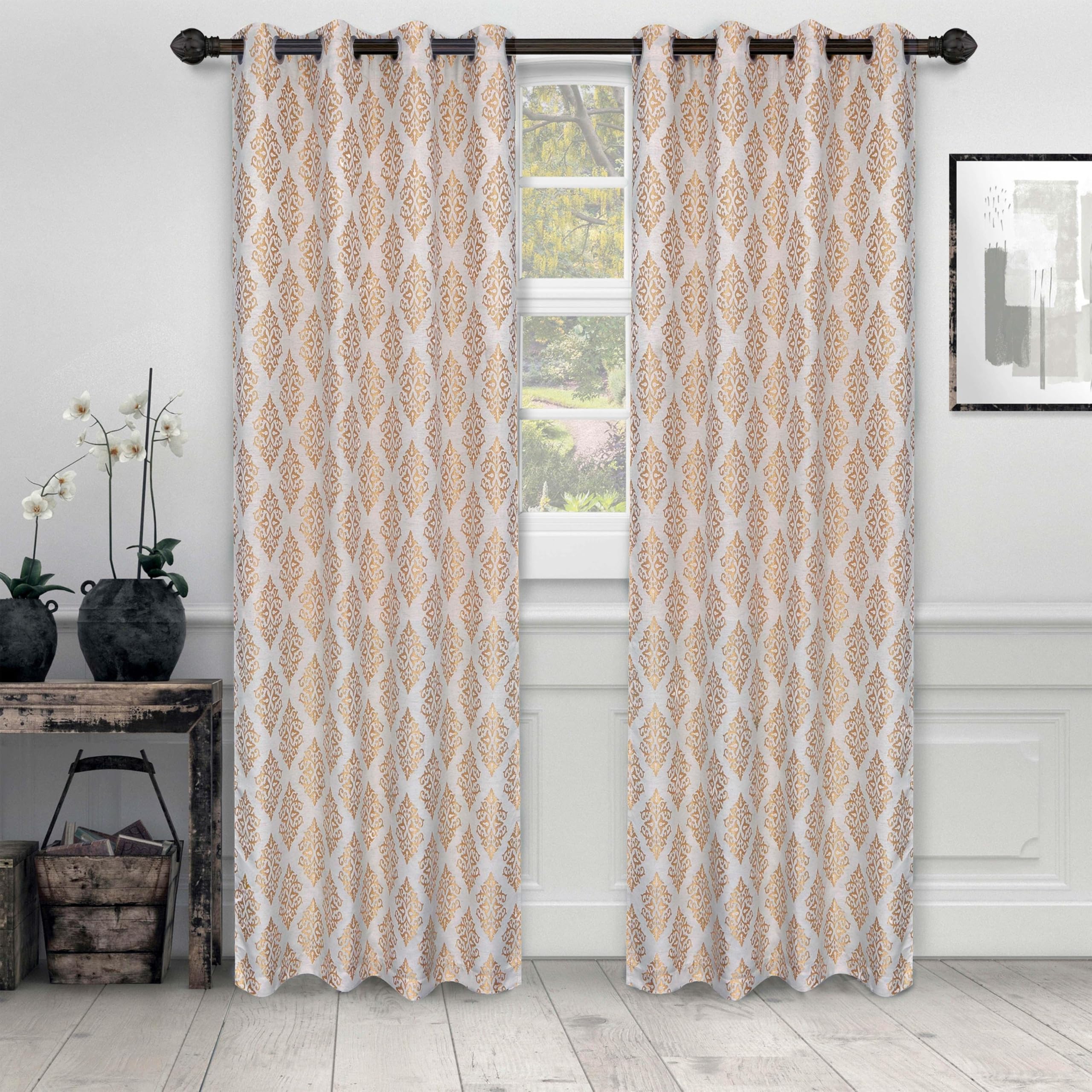 Premium Venetian Damask Jacquard Curtain Panels - Set of 2 (52