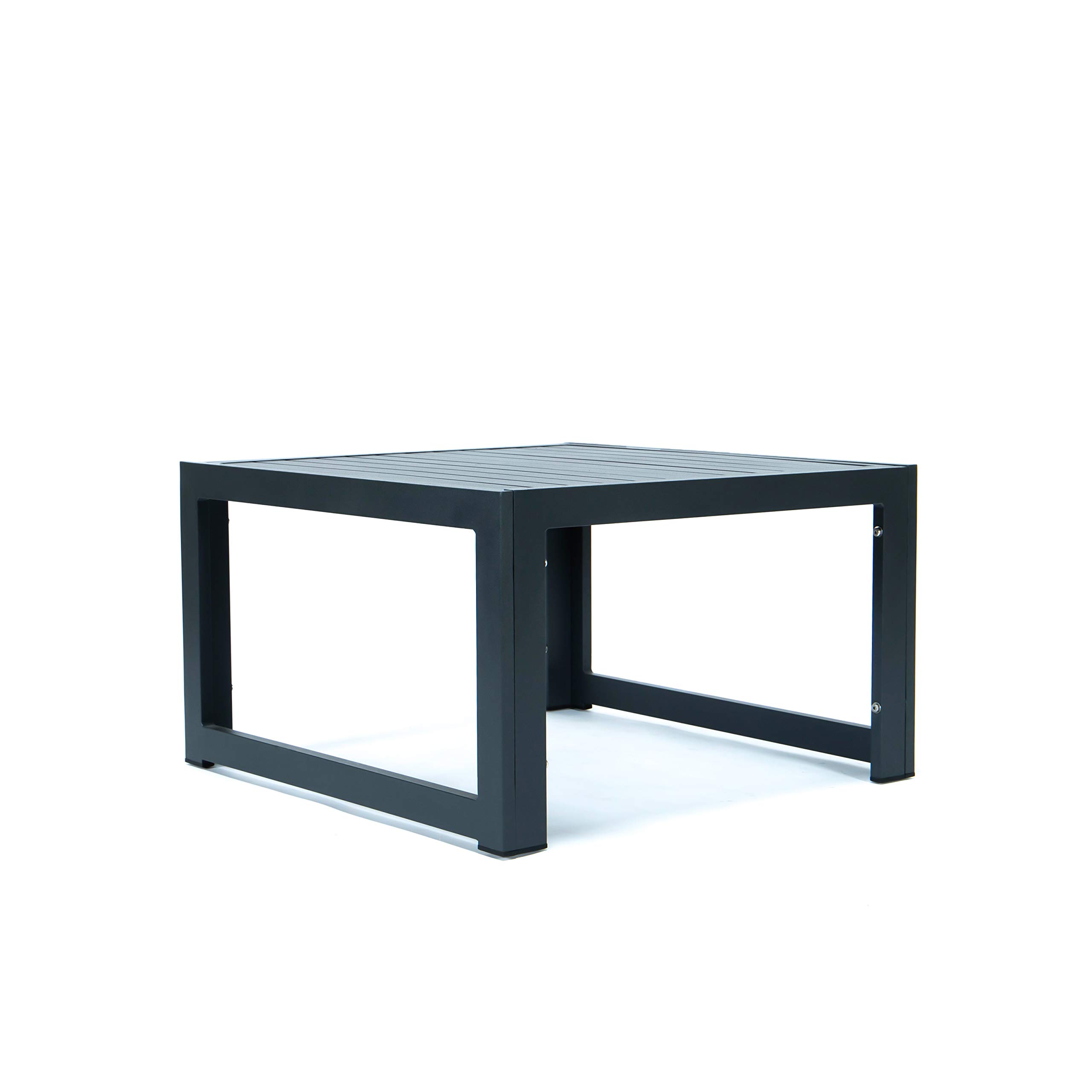 LeisureMod 5-Piece Outdoor Patio Set - Black Aluminum Chairs & Table for Garden Relaxation