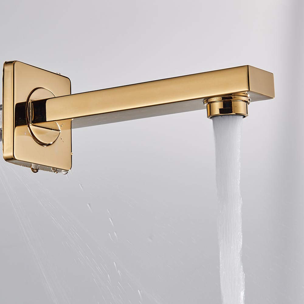 Golden Waterfall Shower Faucet Set - Wall Mounted Bathroom Mixer Tap with Hand Shower - Modern Matte Black Bathroom Fixture for Spa-Like Shower Experience