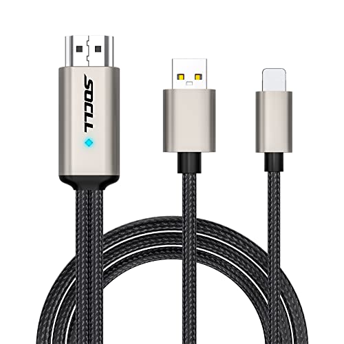 KAMING HDMI Adapter for iPhone & iPad - 1080P Lightning to HDMI Digital AV Cable (6.6FT) - Phone to TV Converter for iPad Air/Mini/Pro - Stream YouTube, TikTok to HDTV/Projector/Monitor - Plug & Play for Home Theater, Gaming & Office Presentations