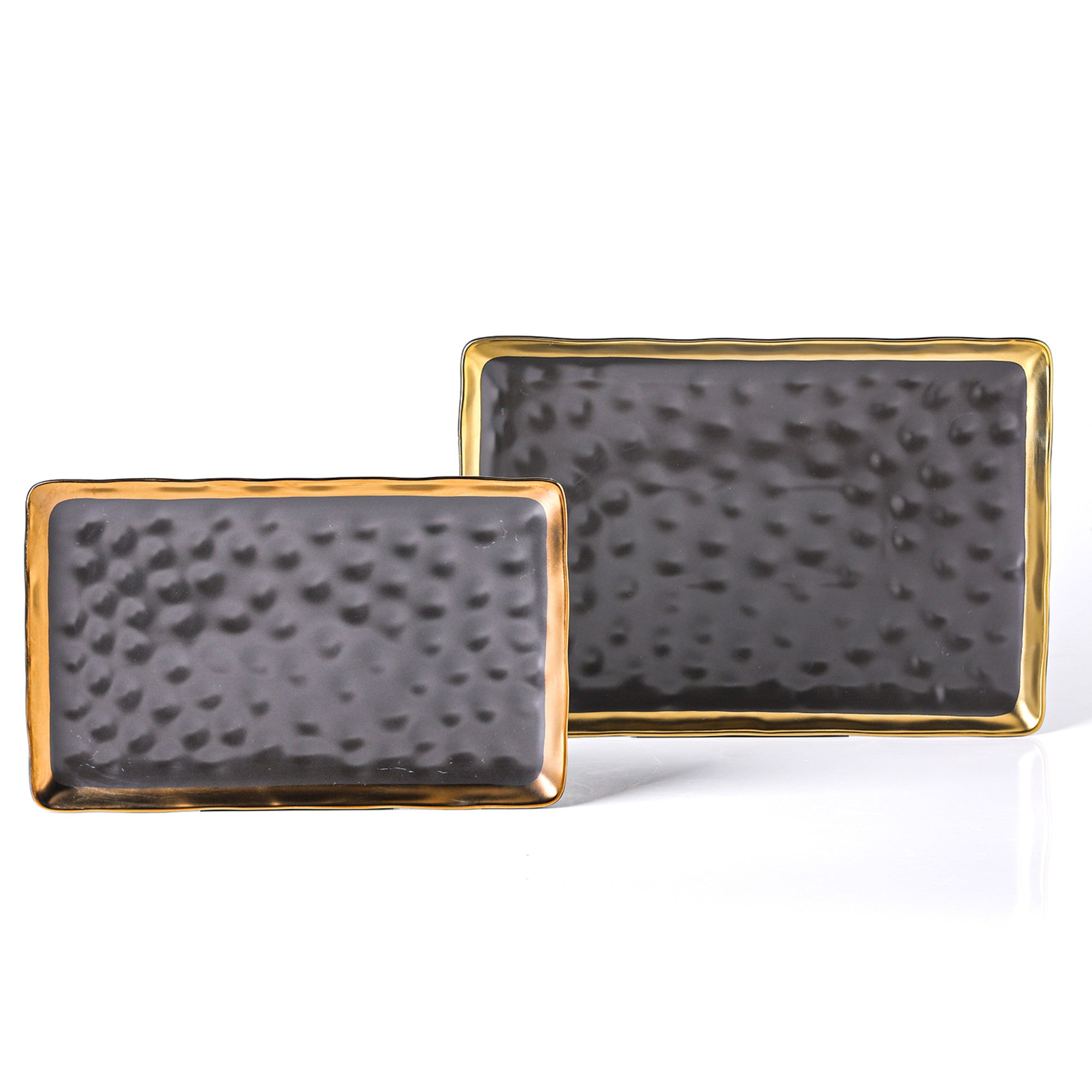 Premium Florian Porcelain Dinner Plates Set - Elegant Black Service Dishes for Fine Dining, Wedding & Holiday Entertaining
