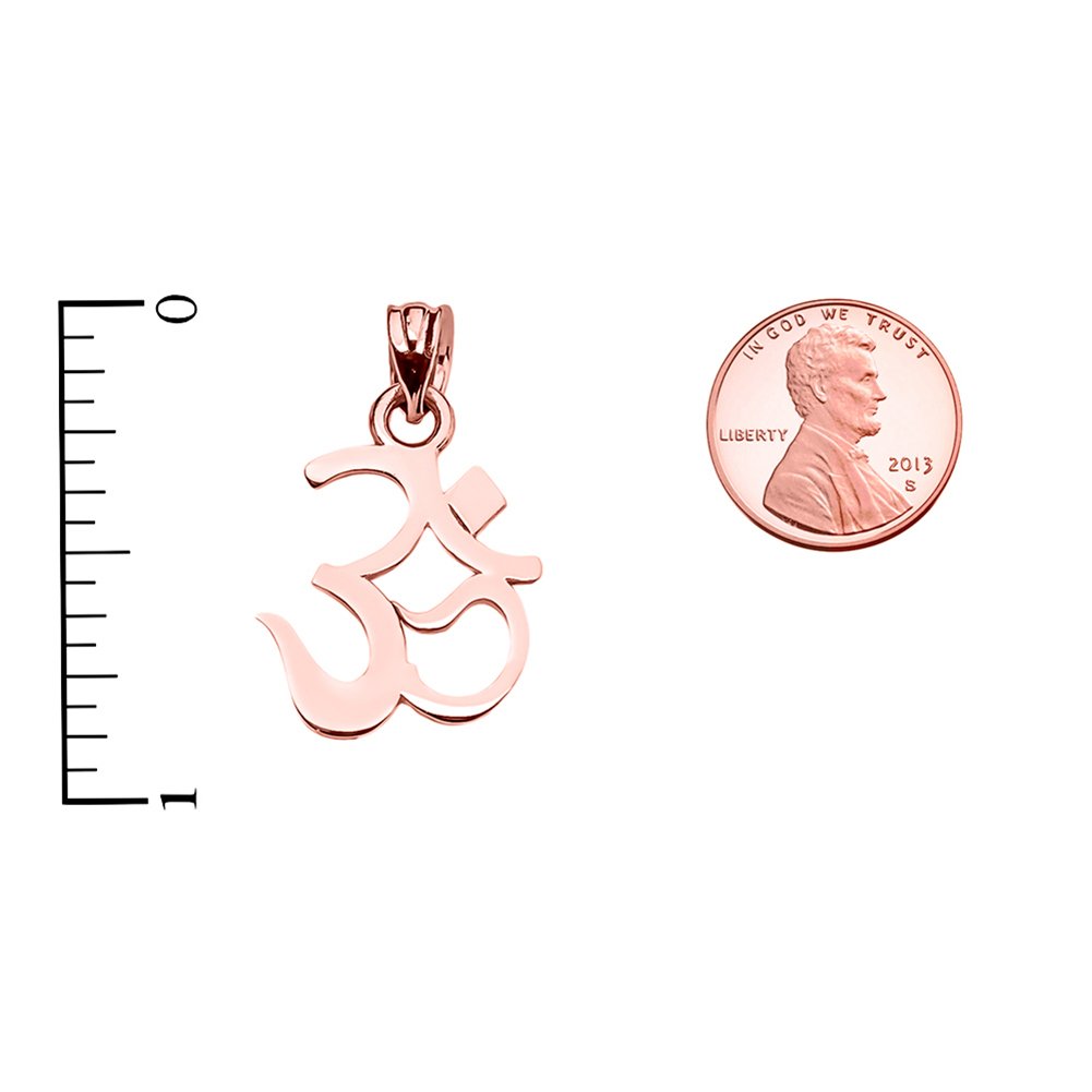 14K Rose Gold Ohm OM Ganesh Yoga Charm Pendant Necklace for Meditation, Spiritual Jewelry Gift for Yoga Lovers & Practitioners
