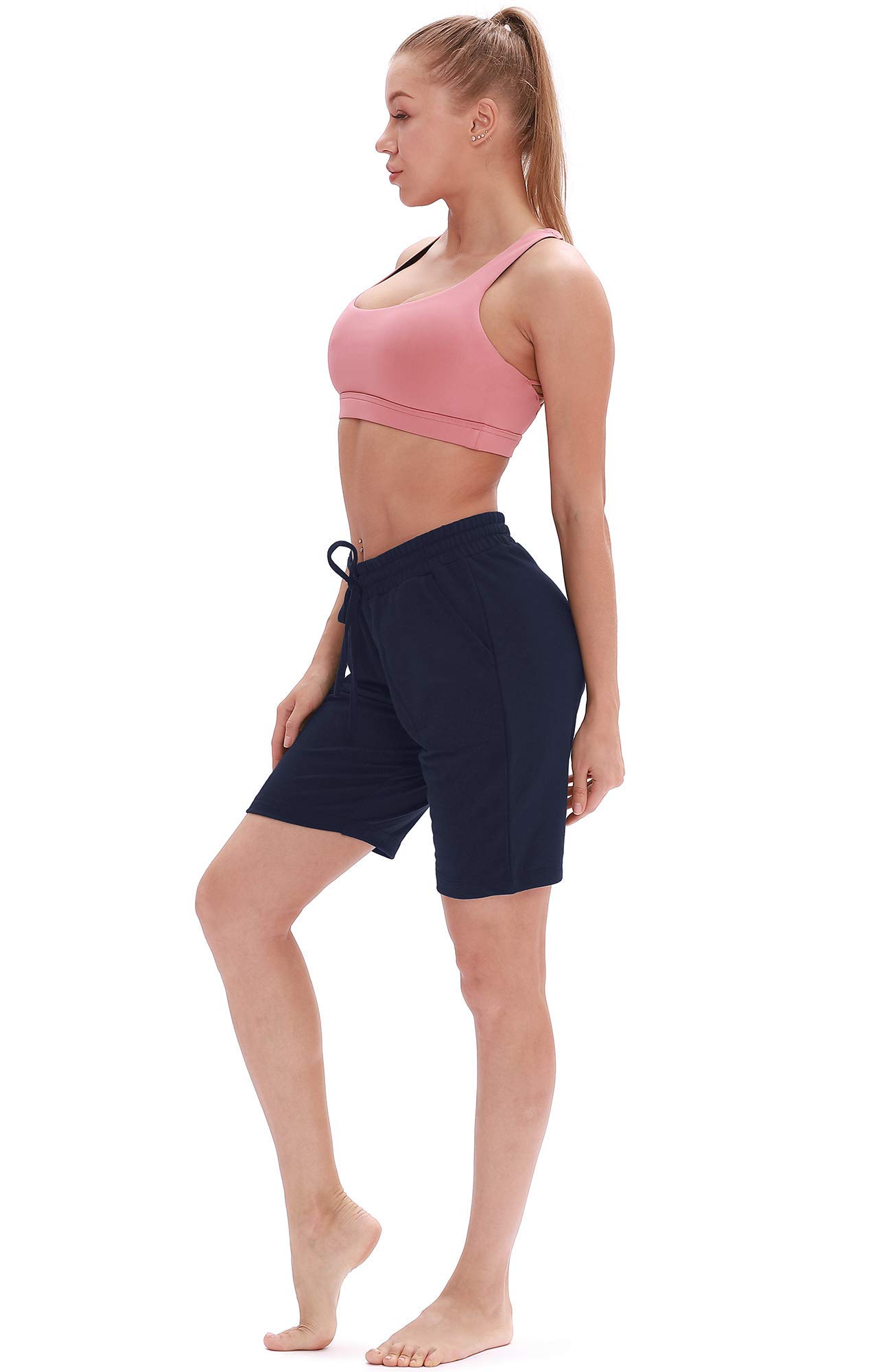 Icyzone Women's Athletic Running Yoga Shorts - Workout Active Lounge Bermuda Shorts with Pockets for Gym, Yoga & Casual Wear