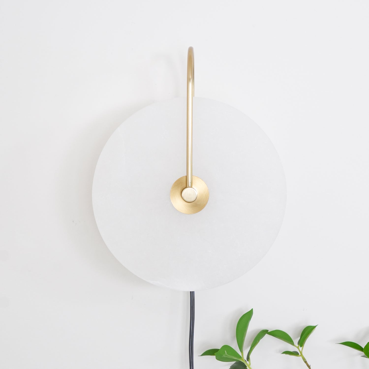 Alabaster LED Plug-In Wall Sconce Light - Modern Plug In Wall Lamp for Bedroom, Living Room, and Hallway Lighting