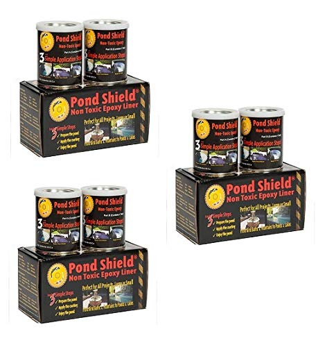 Non-Toxic Pond Shield Epoxy Paint - Clear QT-R (1.5-Quart, 3-Pack) | Safe for Fish & Aquatic Life | Perfect for Koi Ponds, Water Features & DIY Pond Liners