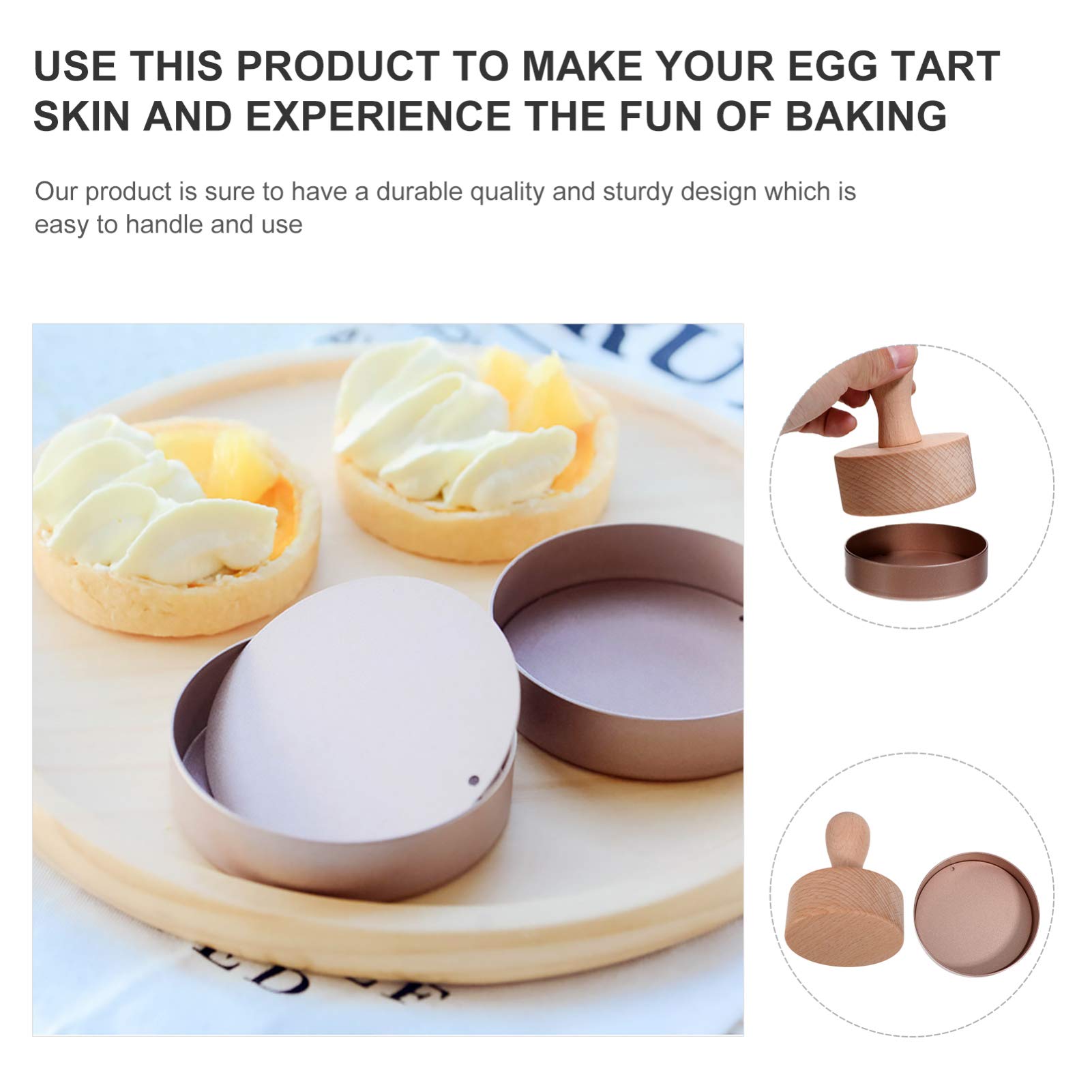 DOITOOL Wooden Tart Tamper Set - Pie Pastry Dough Press Tool with Egg Tart Pan Mold for Baking Mini Tarts, Cheesecakes, Pasta & Desserts | Perfect for Home Bakers, DIY Pastry Making & Professional Kitchen Use