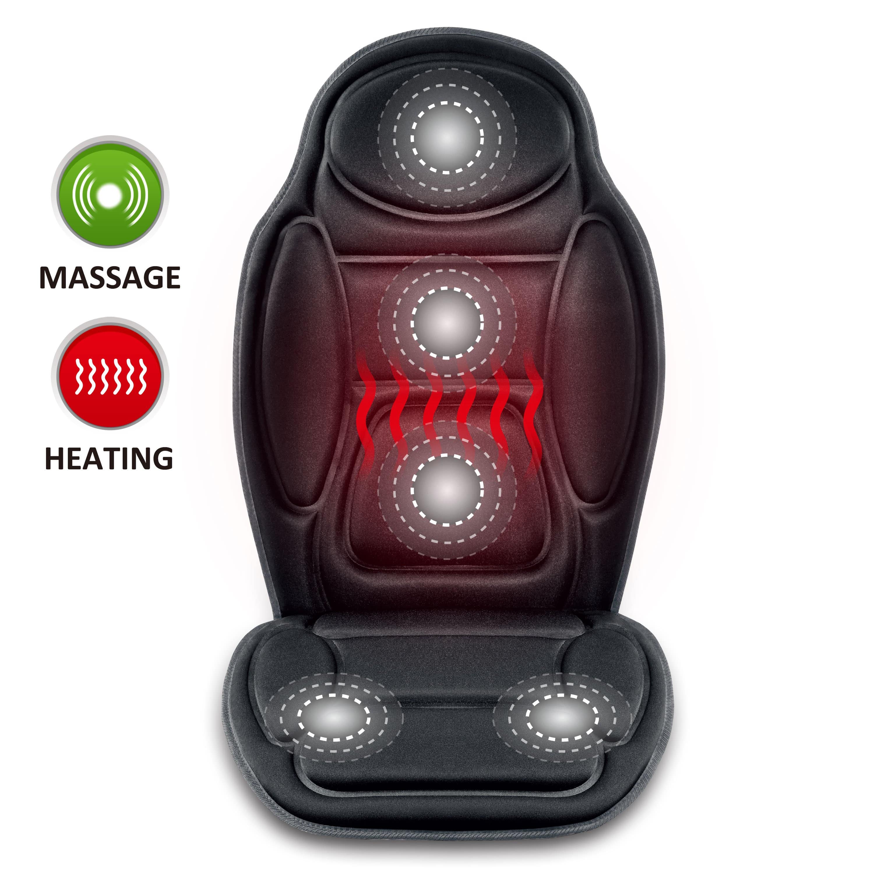 Snailax Shiatsu Massage Cushion with Heat and USB Charger - Portable Back Massager for Home, Office, and Car Use