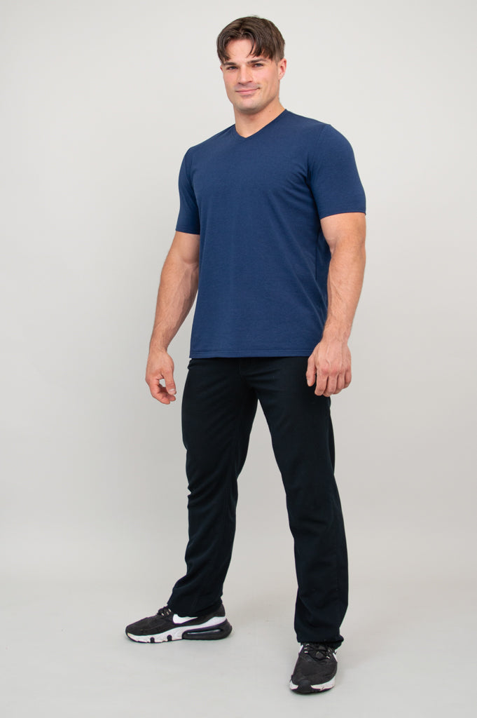 Adam Men's Short Sleeve Shirt - Soft Bamboo Fabric in Indigo Blue - Perfect for Casual Wear, Office & Summer Outfits