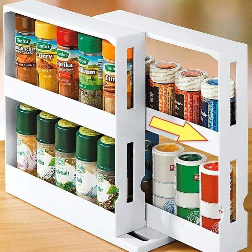 2-Tier Rotating Spice Rack Organizer - 360° Swivel Kitchen Storage Shelf for Spices, Seasonings & Condiments - Perfect for Countertop, Pantry, or Cabinet Organization