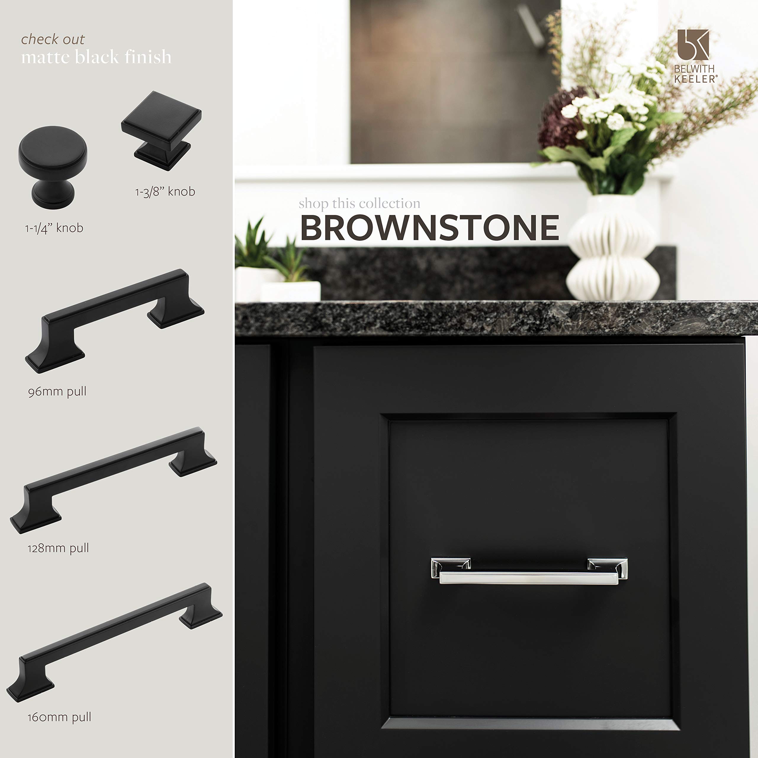 7-Pack Brownstone Square Cabinet Knobs - Polished Nickel Finish, 1-3/8