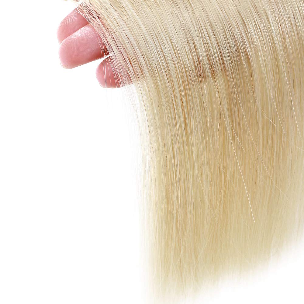 Premium Hairro Human Hair Clip-in Extensions - 12 Inch Blonde Platinum Short Straight Remy Hair Topper for Men & Women | Seamless Filler for Thinning Hair & Baldness | Perfect for Daily Wear, Parties & Special Occasions