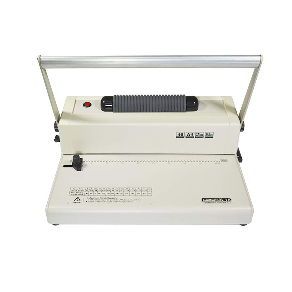 PrintFinish S15 Electric Coil Binding Machine with Manual Punch - 4:1 Pitch Professional Document Binder for Reports, Presentations & Booklets - Heavy Duty Office & School Binding Equipment