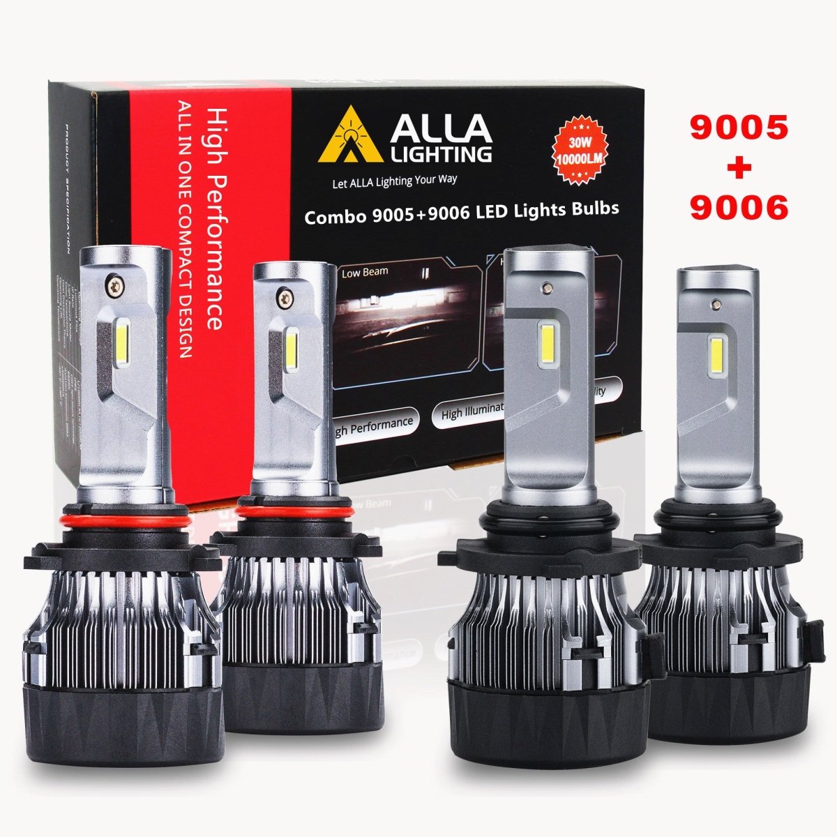 9005 9006 LED Headlight Bulbs Combo - Super Bright White High Beam & Low Beam for Cars, Trucks, SUVs - Perfect for Night Driving and Foggy Conditions