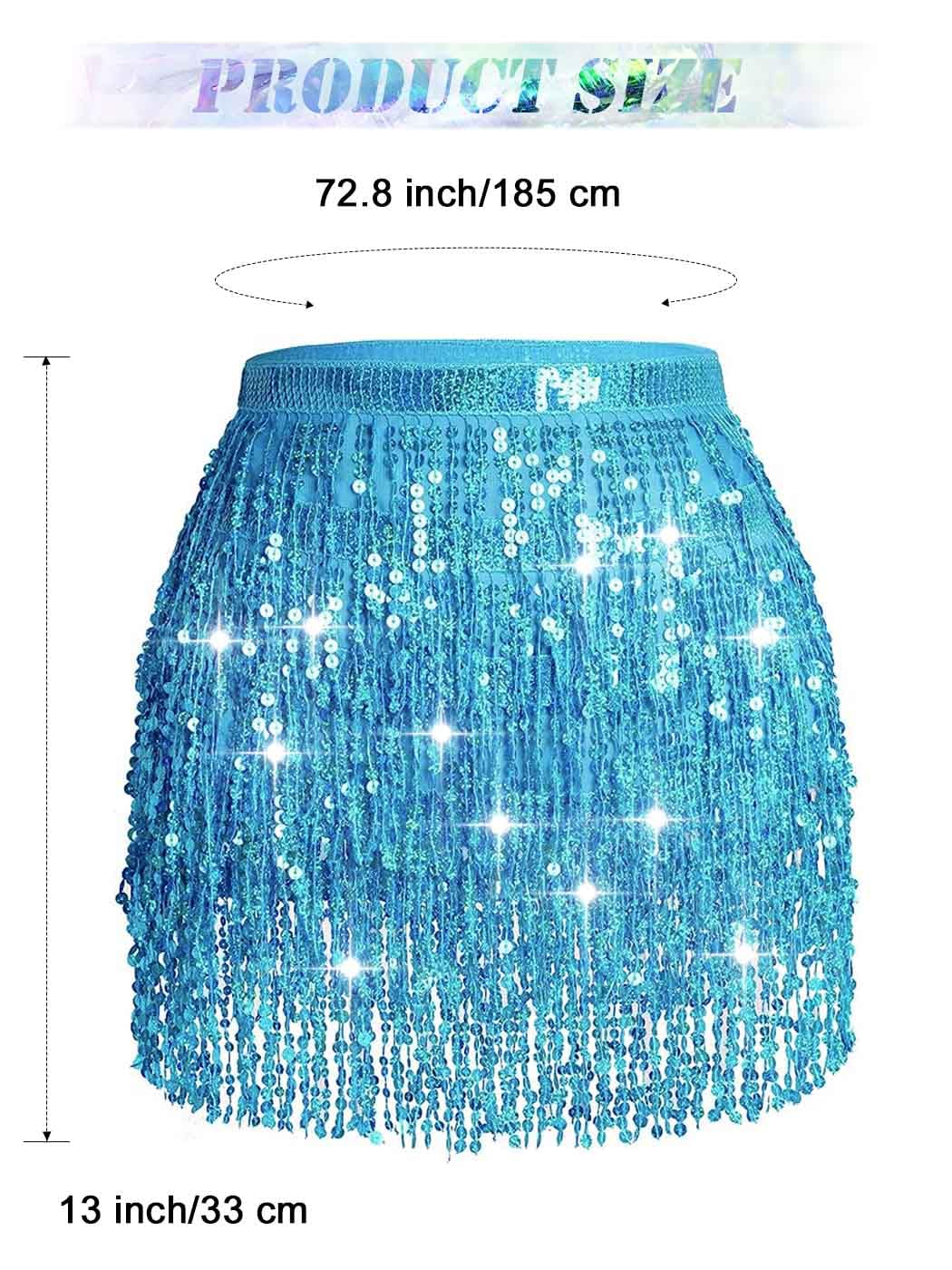 Boho Sequin Fringe Skirt with Tassels - Belly Dance Skirt & Hip Scarf for Women - Perfect for Rave Parties, Festivals, and Dance Performances
