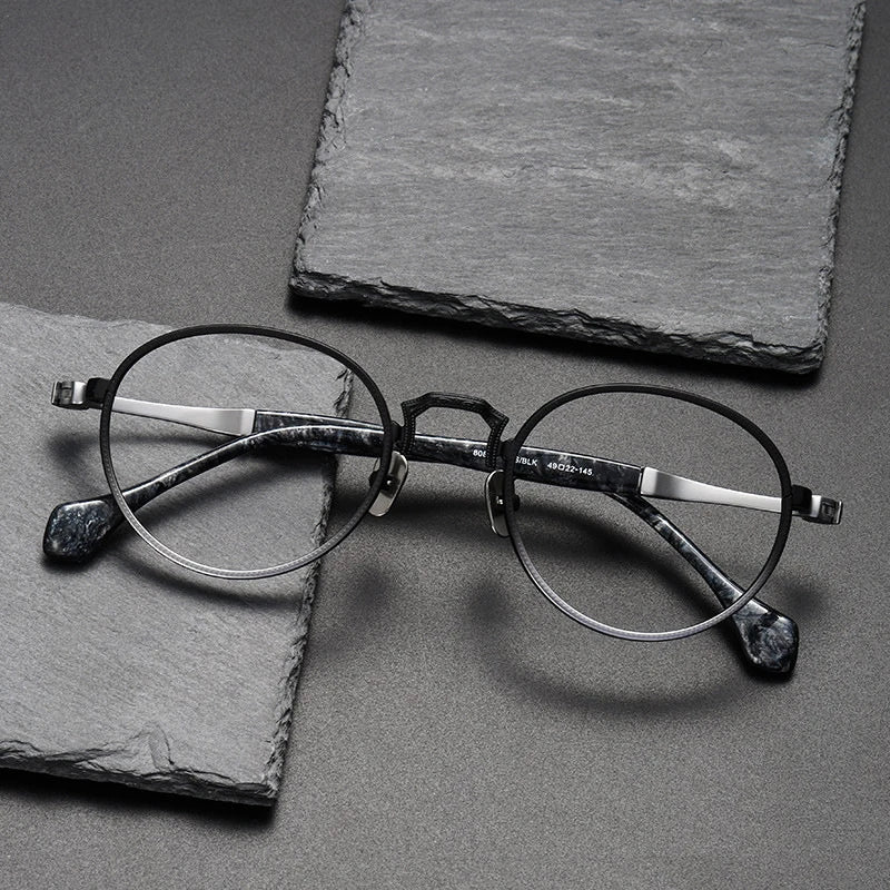 Black Mask Women's Full Rim Round Titanium Eyeglasses S808 - Lightweight & Durable Frame for Reading, Work, and Everyday Fashion