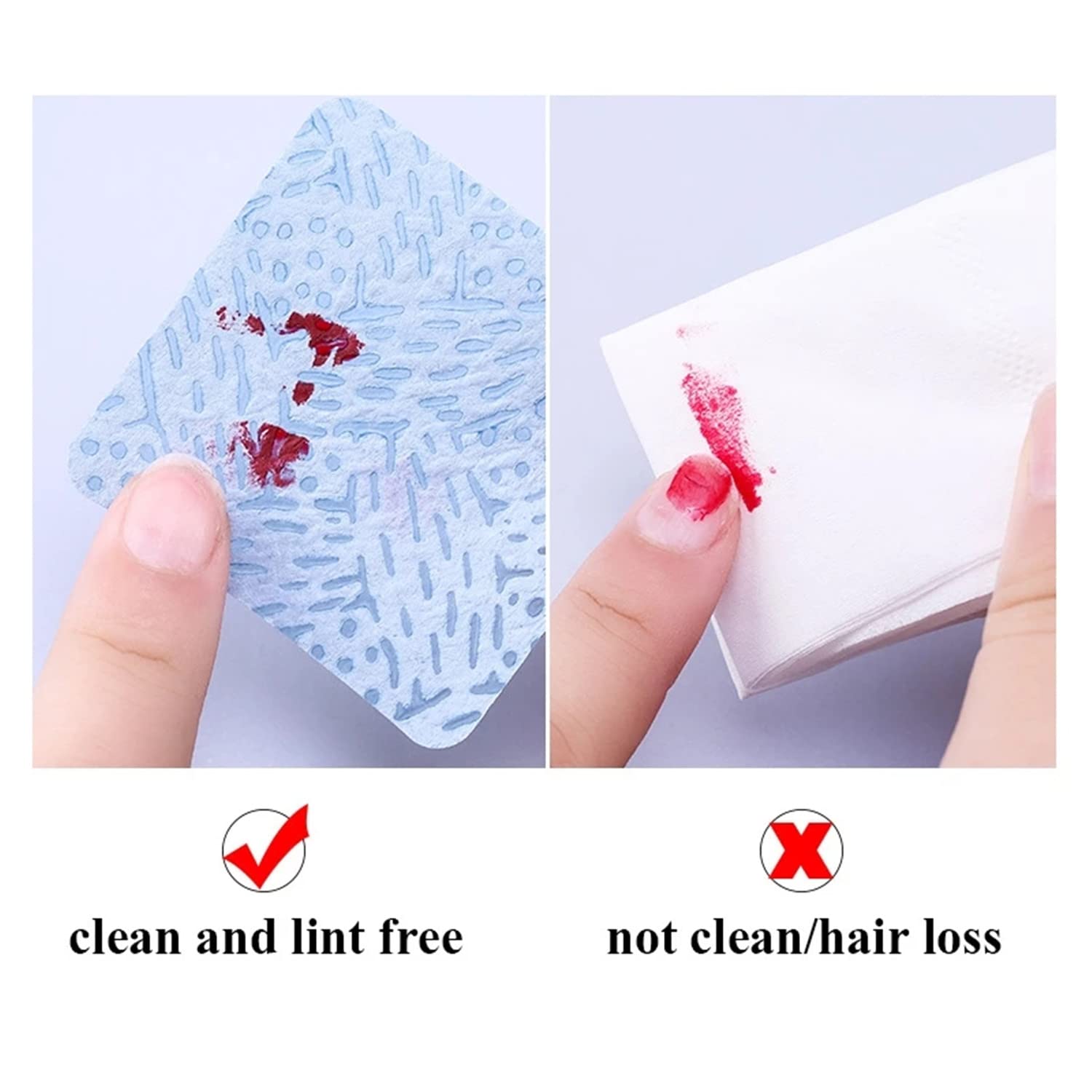 Yimart 180PCS Lint-Free Nail Polish Remover Wipes - Soft Absorbent Pads for Gel Polish Removal, Eyelash Extension Glue Cleaning & Nail Care (Blue) - Perfect for Salon, Home & Professional Nail Technicians