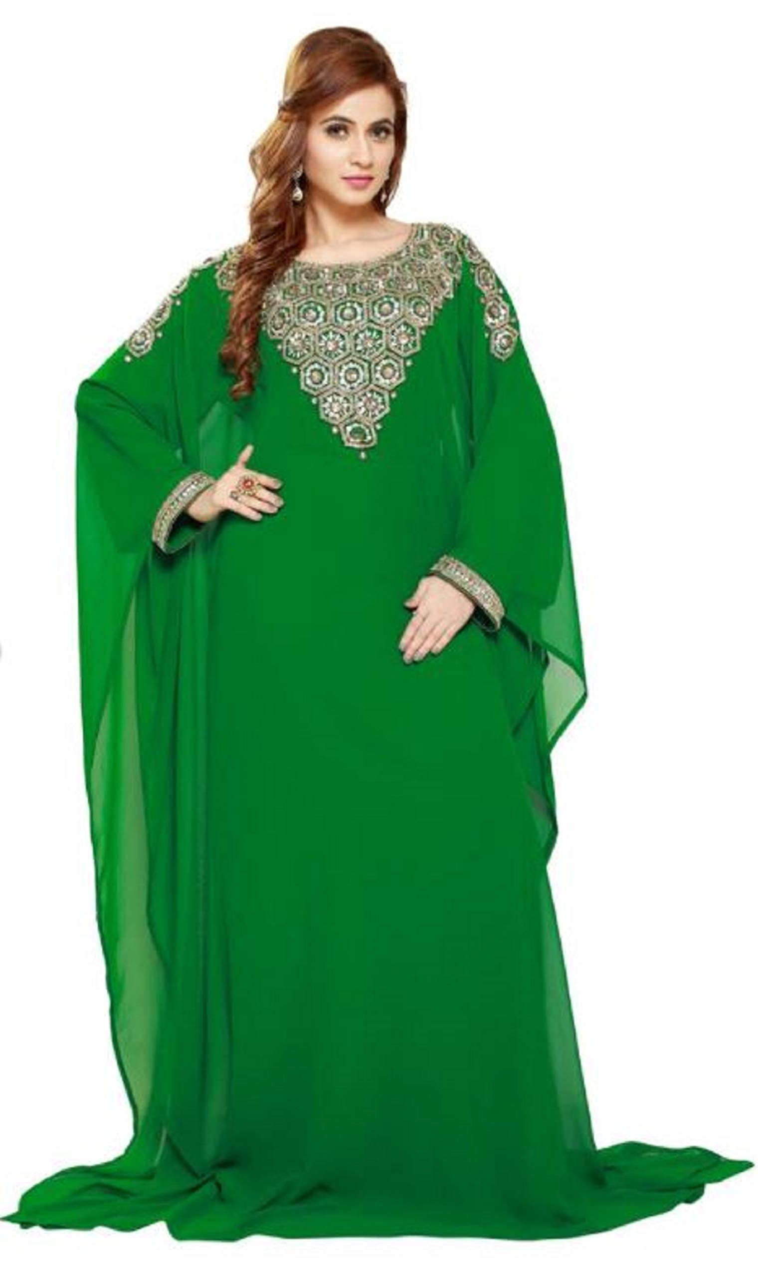 Elegant Women's Kaftan Maxi Dress - Flowy Evening Gown for Wedding, Cocktail Party & Special Occasions - Plus Size Boho Chic Beach Cover Up & Lounge Wear