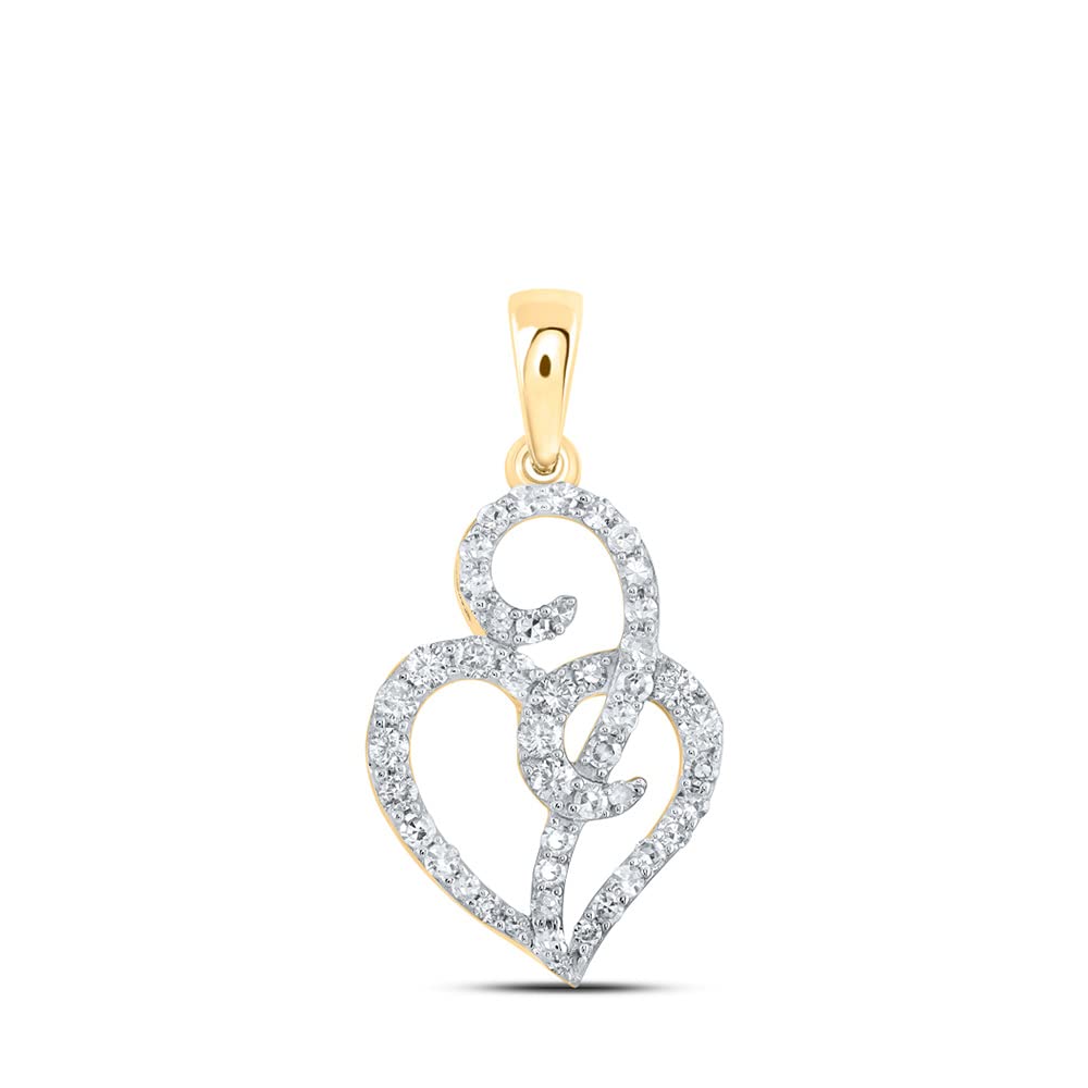 10Kt Yellow Gold Women's Round Diamond Heart Pendant Necklace - 1/3 CTTW, Elegant Gift for Valentine's Day, Anniversary & Birthday Jewelry for Her