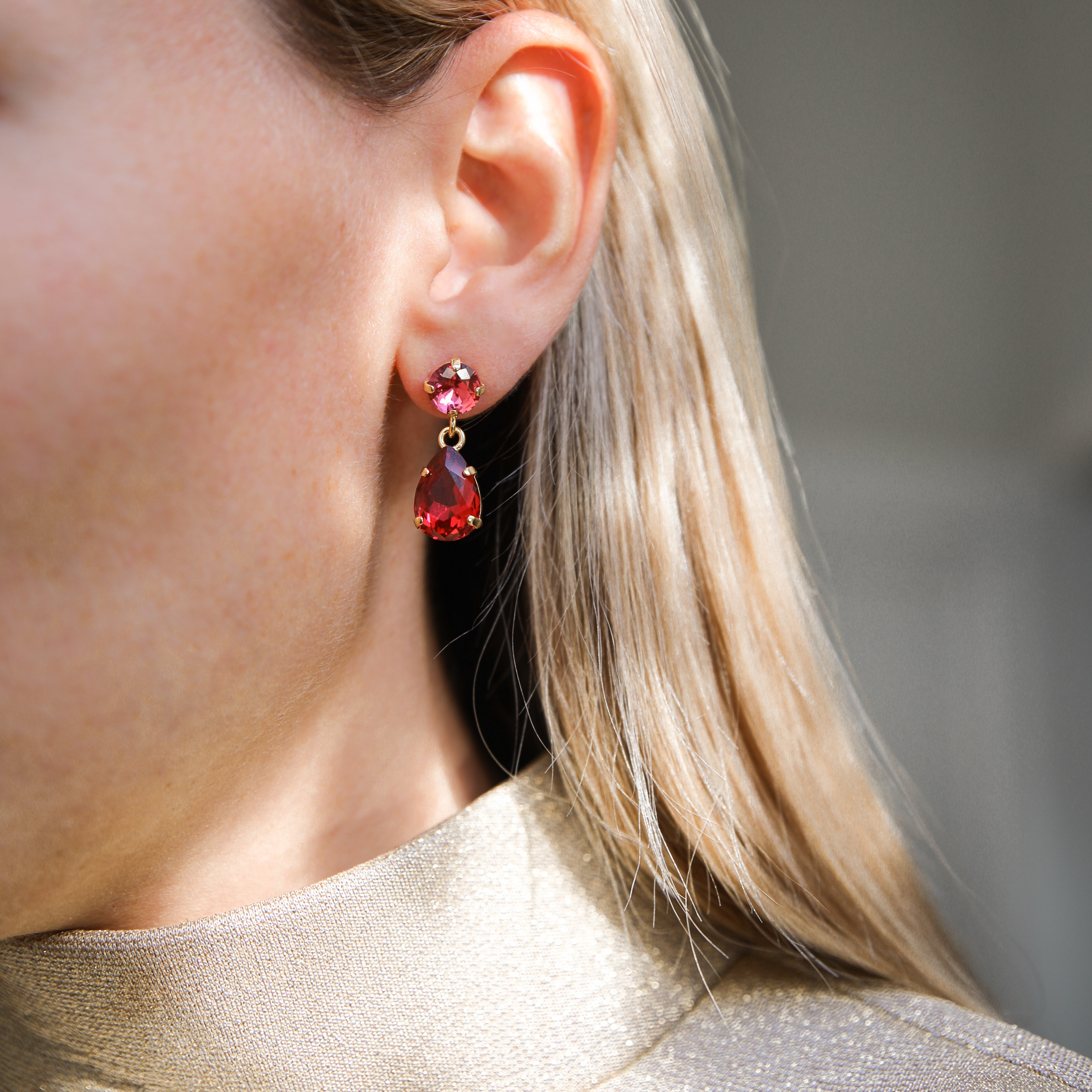 Mini Drop Earrings in Mulberry Red - Elegant Dangle Earrings for Women, Perfect for Parties, Weddings & Everyday Wear
