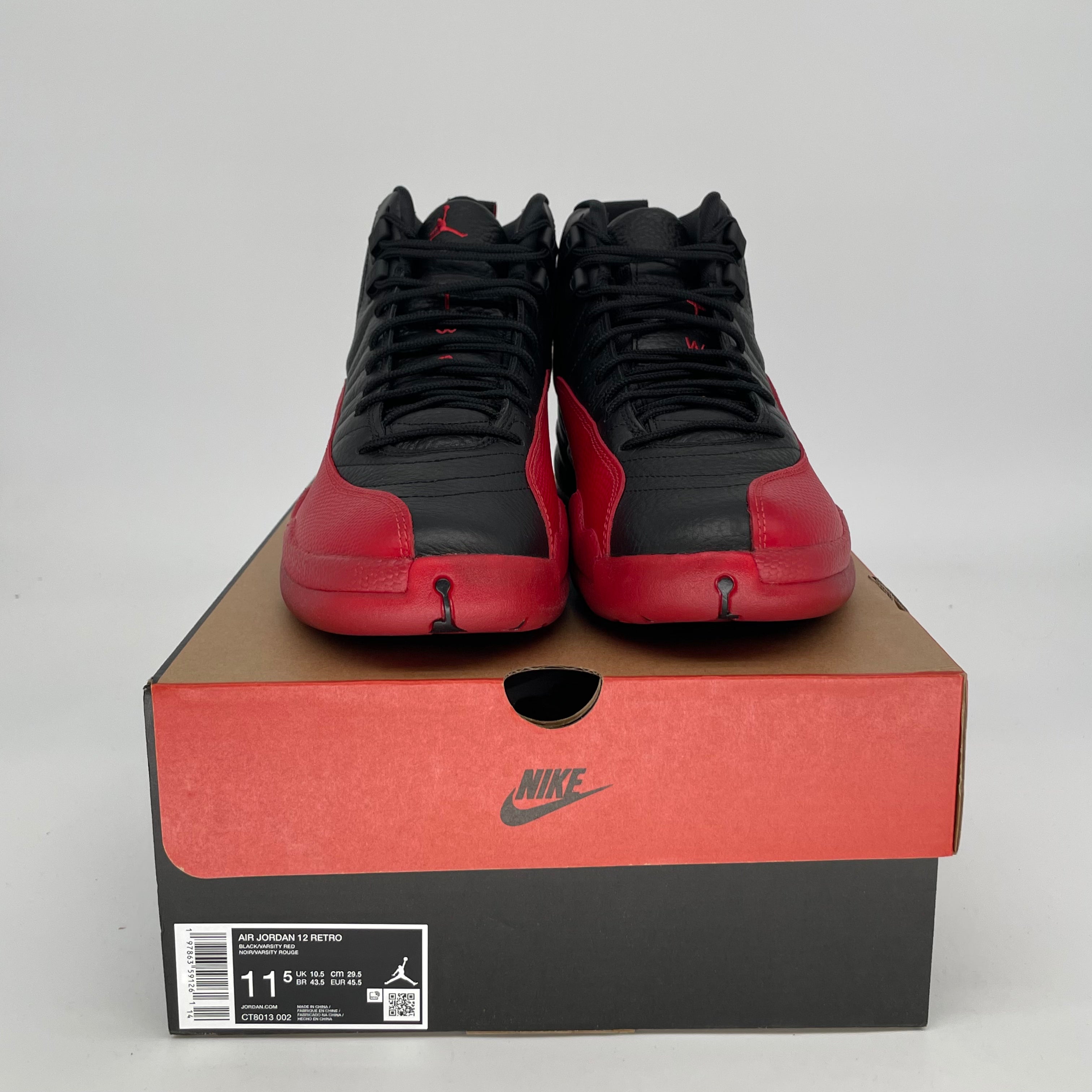 AIR JORDAN 12 FLU GAME Basketball Shoes - Men's Size 11.5 (CT8013-002) Black/Red - Retro Sneakers for Court Performance & Streetwear Fashion