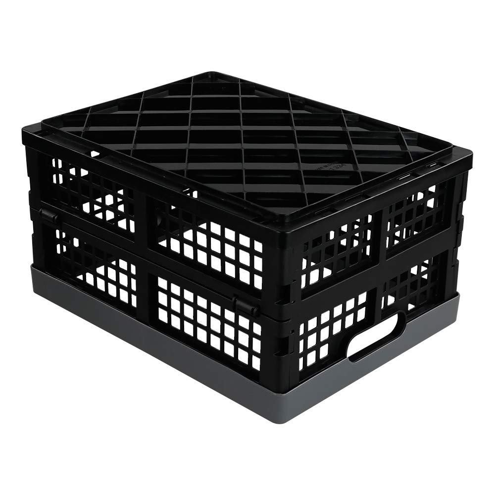 Pekky 16 Quart Stackable Collapsible Plastic Milk Crates - 2 Pack (13.5