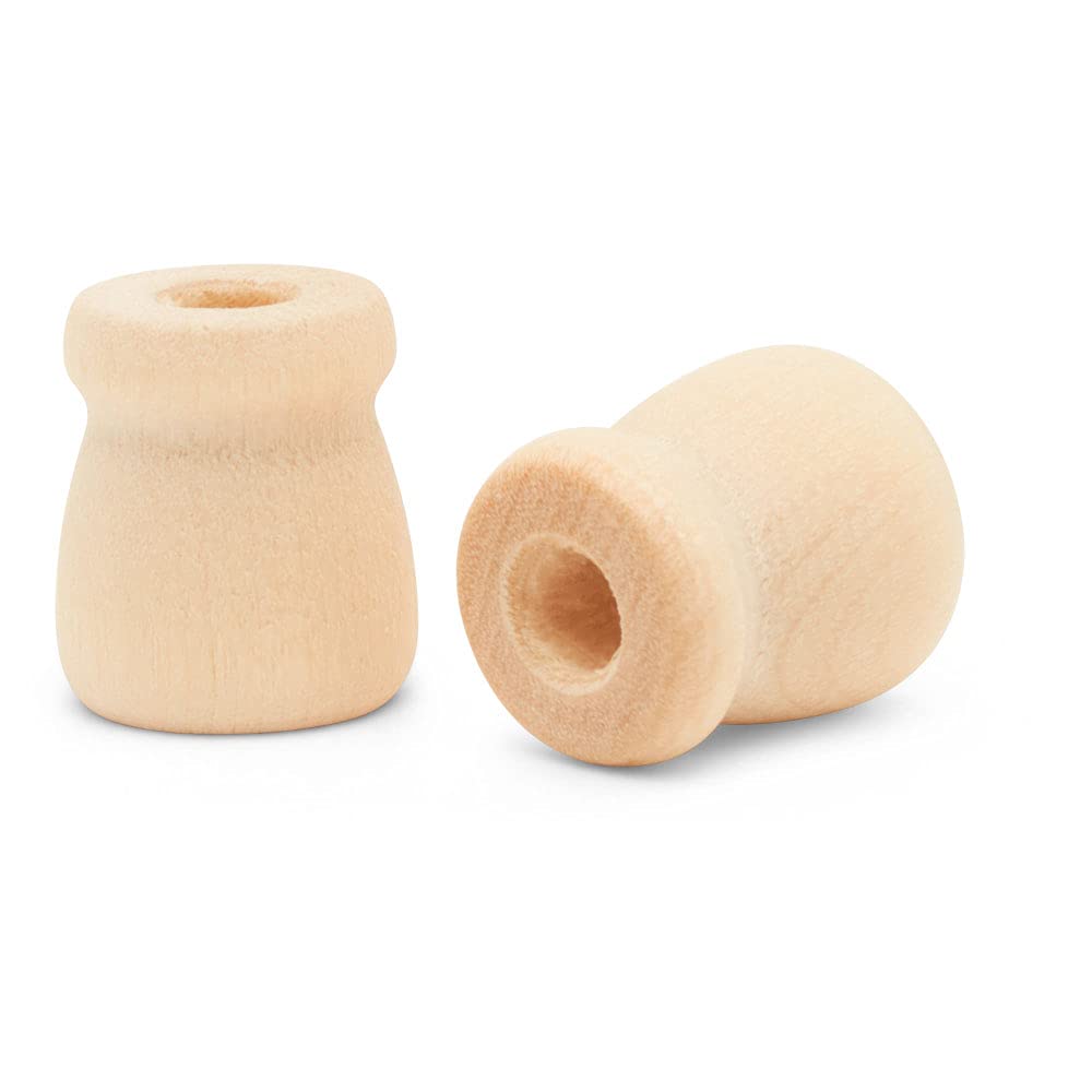 1000 Unfinished Wood Candle Holders - 5/8 Inch Bean Pot Candle Cups with 1/4 Inch Hole - Natural Wood Turnings for DIY Crafts, Wedding Decor, and Candle Making - Bulk Pack by Woodpeckers