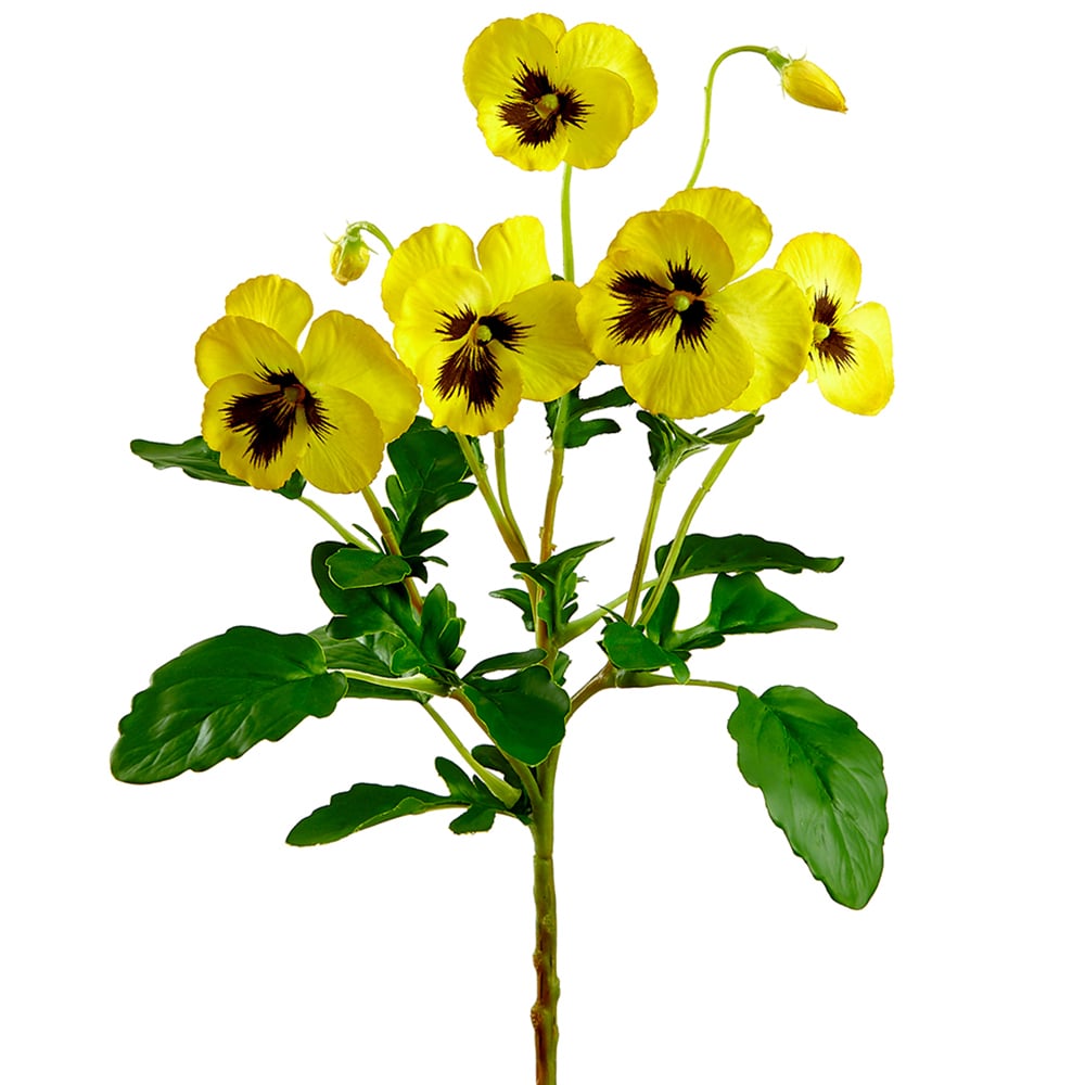 15 Pack Yellow Silk Pansy Flower Stems - Realistic Artificial Flowers for Home Decor, Wedding Bouquets, Centerpieces, and DIY Crafts