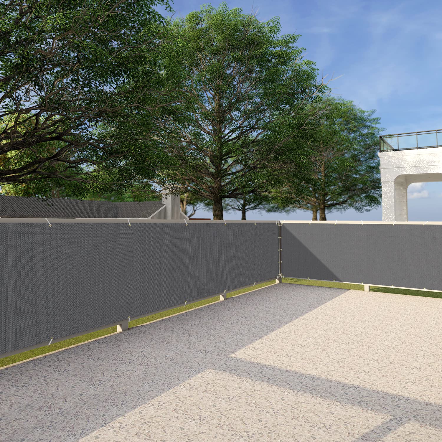3'x33' Outdoor Privacy Screen for Patio, Deck, Balcony, Yard & Pool - Grey Fence Cover with Zip Ties - Perfect for Backyard Privacy, Chain Link Fence Cover & Porch Shade