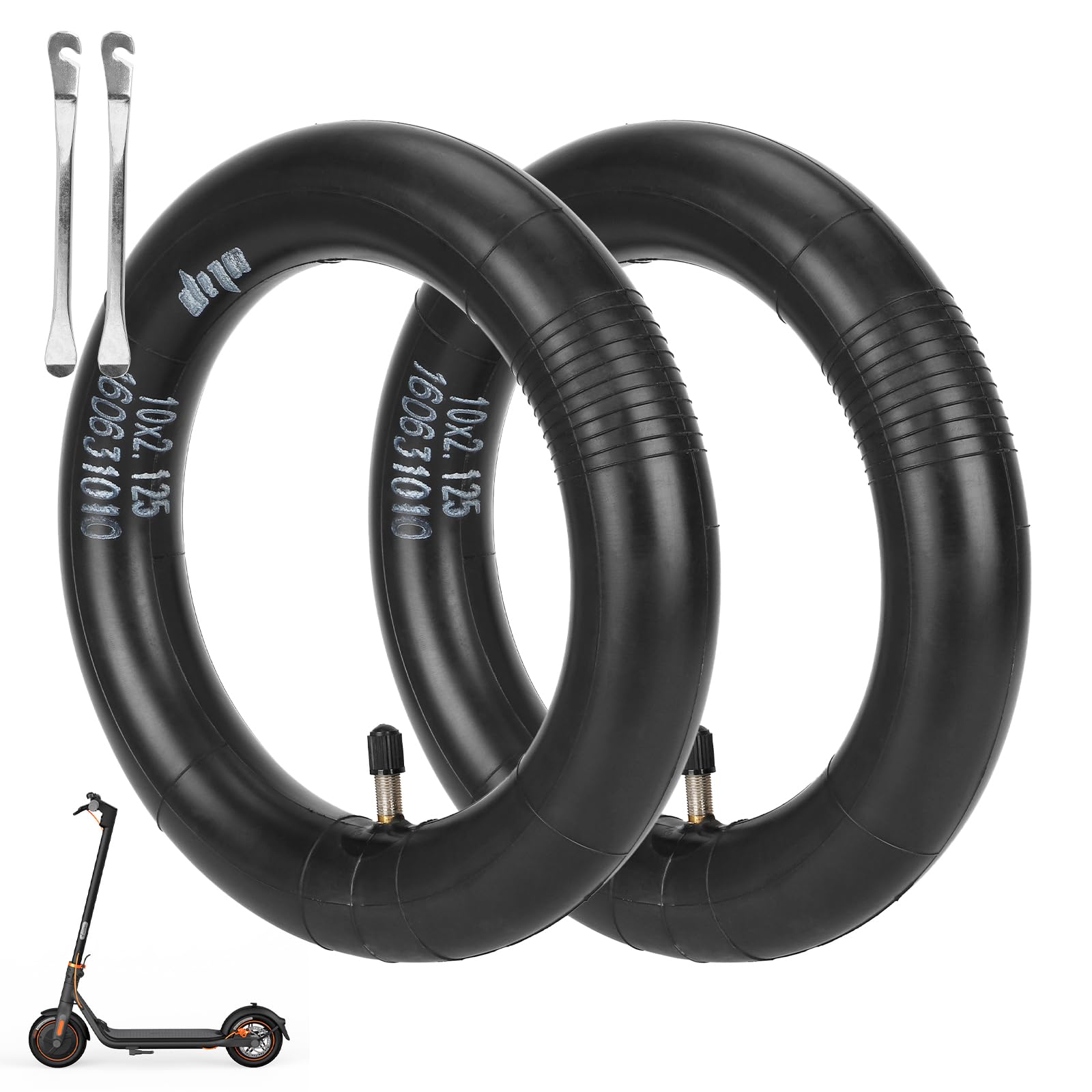10x2.125 Replacement Inner Tubes (2 Pack) - Straight Valve for Ninebot F20 F25 F30 F40 Scooters - Perfect for 10 Inch Electric Scooter Tires - Ideal for Commuting, Campus Travel & Urban Mobility