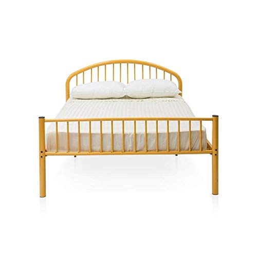 Furniture of America Capelli Contemporary Metal Slat Full Panel Bed in Orange - Modern Platform Bed Frame for Bedroom, Guest Room, or Dorm